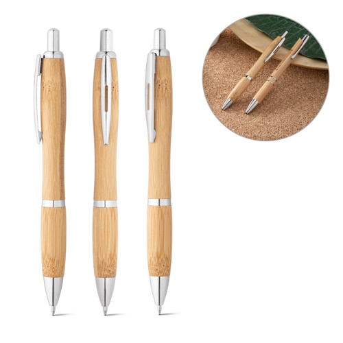 NICOLE. Bambus-Kugelschreiber mit Clip
